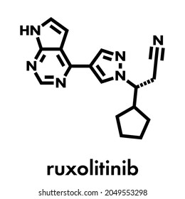 Ruxolitinib Myelofibrosis Cancer Drug Molecule (janus Kinase Inhibitor). Skeletal Formula.