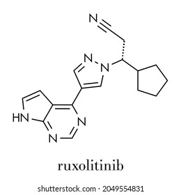 Ruxolitinib Myelofibrosis Cancer Drug Molecule (janus Kinase Inhibitor). Skeletal Formula.