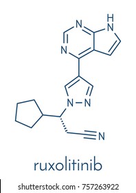 Ruxolitinib Myelofibrosis Cancer Drug Molecule (janus Kinase Inhibitor). Skeletal Formula.