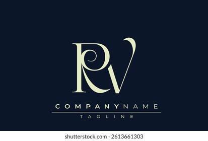 RV abstract Logo. Elegantly Designed Minimalist Monogram Logo with Stylish Lettering. Sophisticated and sleek minimalist monogram showcasing unique lettering design.