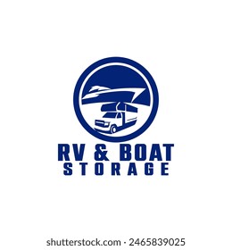 RV Boat Vehicle Self Storage Rental Facility Parkplatz Logo Vorlage Vektorgrafik