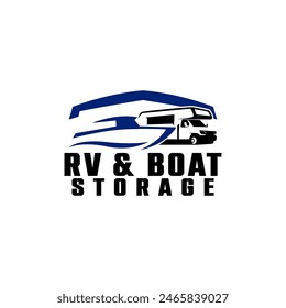 RV Boat Vehicle Self Storage Rental Facility Parking Logo Template Vector