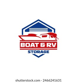 RV Boat Vehicle Self Storage Rental Facility Parkplatz Logo Vorlage Vektorgrafik