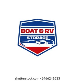 RV Boat Vehicle Self Storage Rental Facility Parkplatz Logo Vorlage Vektorgrafik