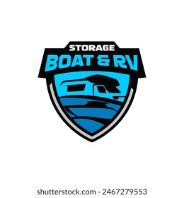 RV Boat Vehicle Self Storage Rental Facility Parkplatz Logo Vorlage Vektorgrafik