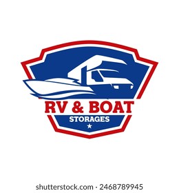 RV Boat Vehicle Self Storage Rental Facility Parking Logo Template Vector