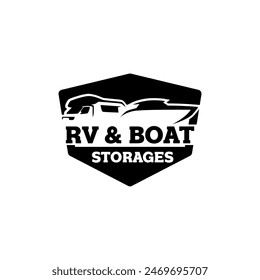 RV Boat Vehicle Self Storage Rental Facility Parkplatz Logo Vorlage Vektorgrafik