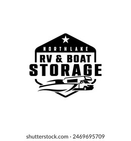 RV Boat Vehicle Self Storage Rental Facility Parkplatz Logo Vorlage Vektorgrafik