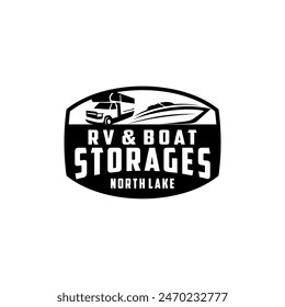 RV Boat Vehicle Self Storage Rental Facility Parking Logo Template Vector