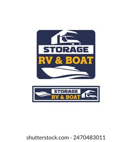 RV Boat Vehicle Self Storage Rental Facility Parking Logo Template Vector