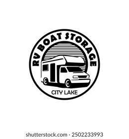 RV Boat Vehicle Self Storage Rental Facility Parking Logo Template Vector