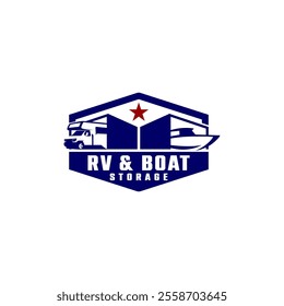 RV Boat Vehicle Self Storage Rental Facility Parking Logo Template Vector