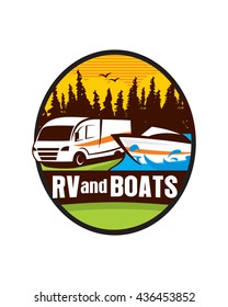 RV and Boats Logo, Camper Logo, Adventure Logo