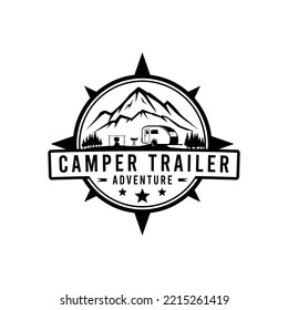 rv camper trailer outdoor adventure logo design