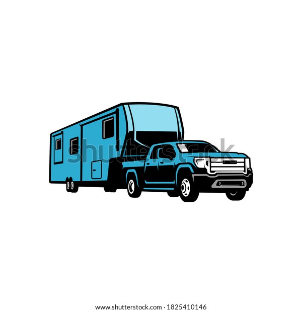 Rv Camper Trailer Vector Art Stock Vector (Royalty Free) 1825410146 ...