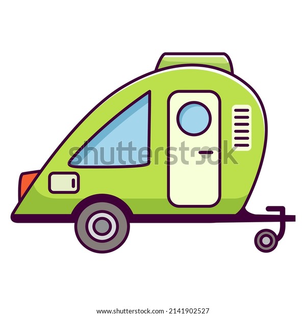 Rv camper trailer.Truck Campe.Travel
trailers.Motorhome caravan car.Isolated on white background. Line
art vector illustration.