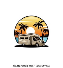 RV - camper van - caravan - motor home isolated vector