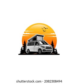 RV - camper van - caravan - motor home logo vector