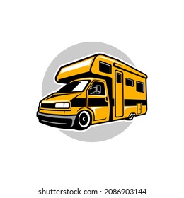 RV - camper van - caravan - motor home illustration logo vector