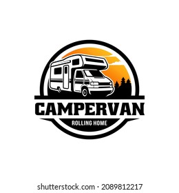 RV - camper van - caravan - motor home illustration logo vector svg