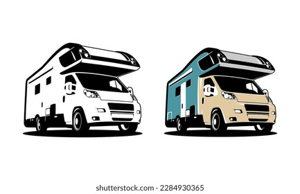 RV Camper van klassischen Stil Logo Vektorgrafik, Perfekt für RV und Campervan Vermietung geschäftlich verbunden