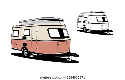 RV camper van classic style logo vector illustration, Perfect for RV and campervan rental related business