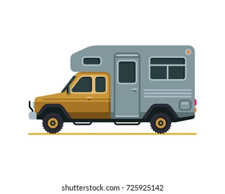 RV camper van flat style vector illustration