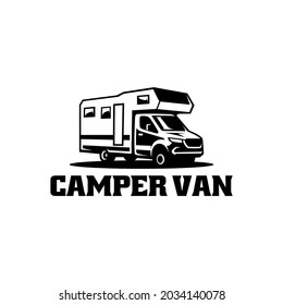 RV camper van vehicle isolated logo vector svg