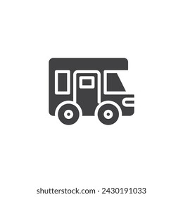 RV camper vector icon. Travel car filled flat sign for mobile concept and web design. Camping caravan glyph icon. Symbol, logo illustration. Vector graphics