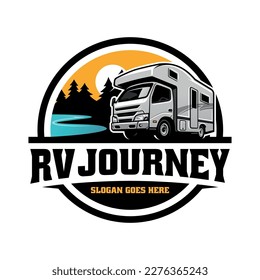 RV camping car illustration logo vector