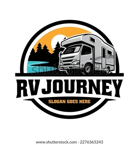 RV camping car illustration logo vector