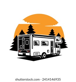 vector de ilustración de coche de acampada RV