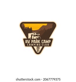 RV Camping Outdoor Recreation Camper Badge Logo Design 