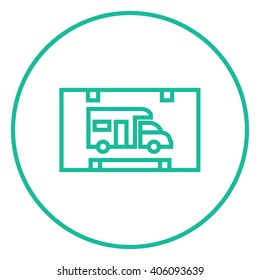 RV camping sign line icon.