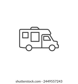 RV car icon in flat style. Camper vector illustration on isolated background. Transport sign business concept.