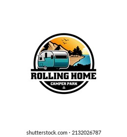 Vector del logotipo del remolque de caravana RV