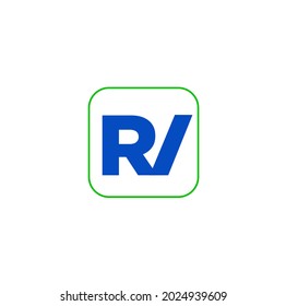 "RV" company name initial letters monogram. RV company logo.