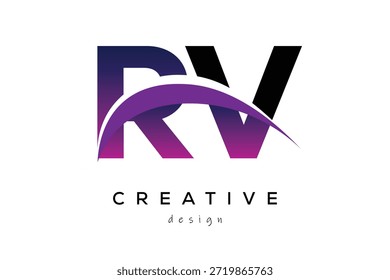 RV kreative und moderne Buchstaben Logo-Design mit kreativen lila Welle abstrakte Latter Logo Konzept.