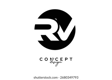 RV Creative Negative Space Circle Monogram Logo Design