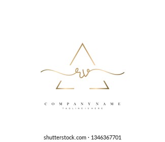 RV initial handwriting logo template vector