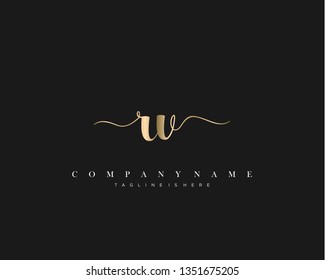 RV initial handwriting logo template with luxury color vector.