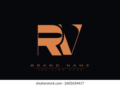 RV initial letter logo design. Letter R and V luxury alphabet letter logo icon template