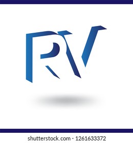 RV initial letter with negative space logo icon vector template