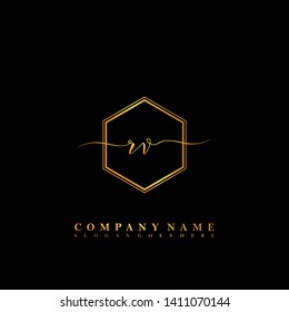 RV Initial luxury handwriting logo vector