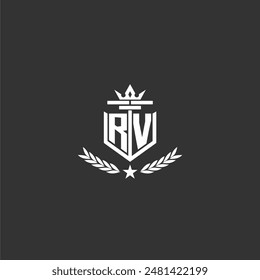 RV initial monogram brand logo design for crown vector image