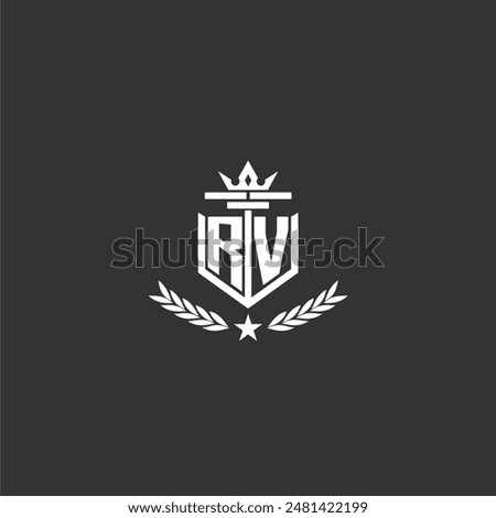RV initial monogram brand logo design for crown vector image