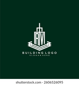 RV initial monogram building logo for real estate