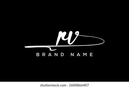 RV letter beauty handwriting vector logo. 