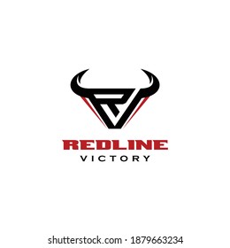 rv letter, initials vr, r, v, logotype logo design vector template inspiration bull head logo, horn logo, bull color, strong bull logo