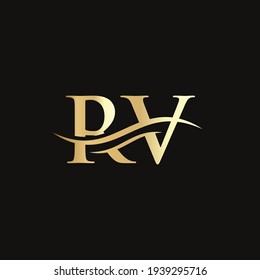 RV Letter Linked Logo for business and company identity. Initial Letter RV Logo Vector Template